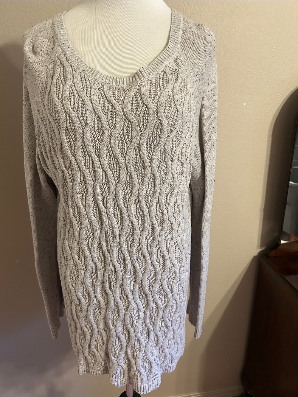 Sonoma Cream Cable-Knit Scoop-Neck Sweater